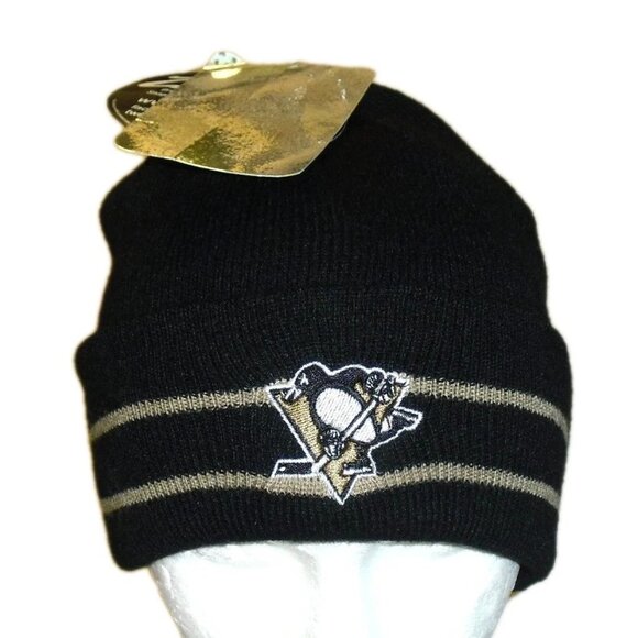 Pittsburgh Penguins Black Zephyr Mens Cuffed Beanie Winter Hat Cap New - Picture 1 of 2